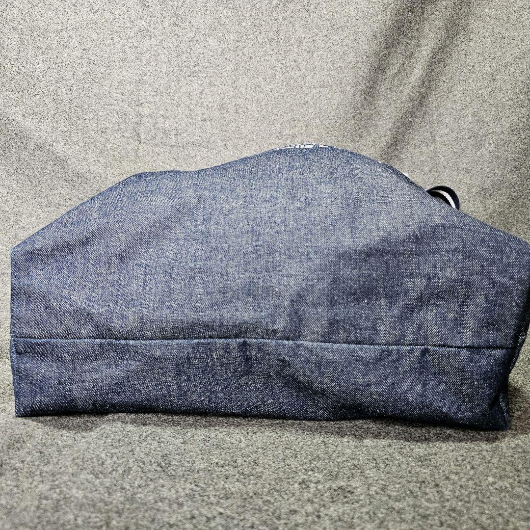 【ムータマリン】ロゴマーク多数 肩掛けデニムトートバッグ 男女兼用