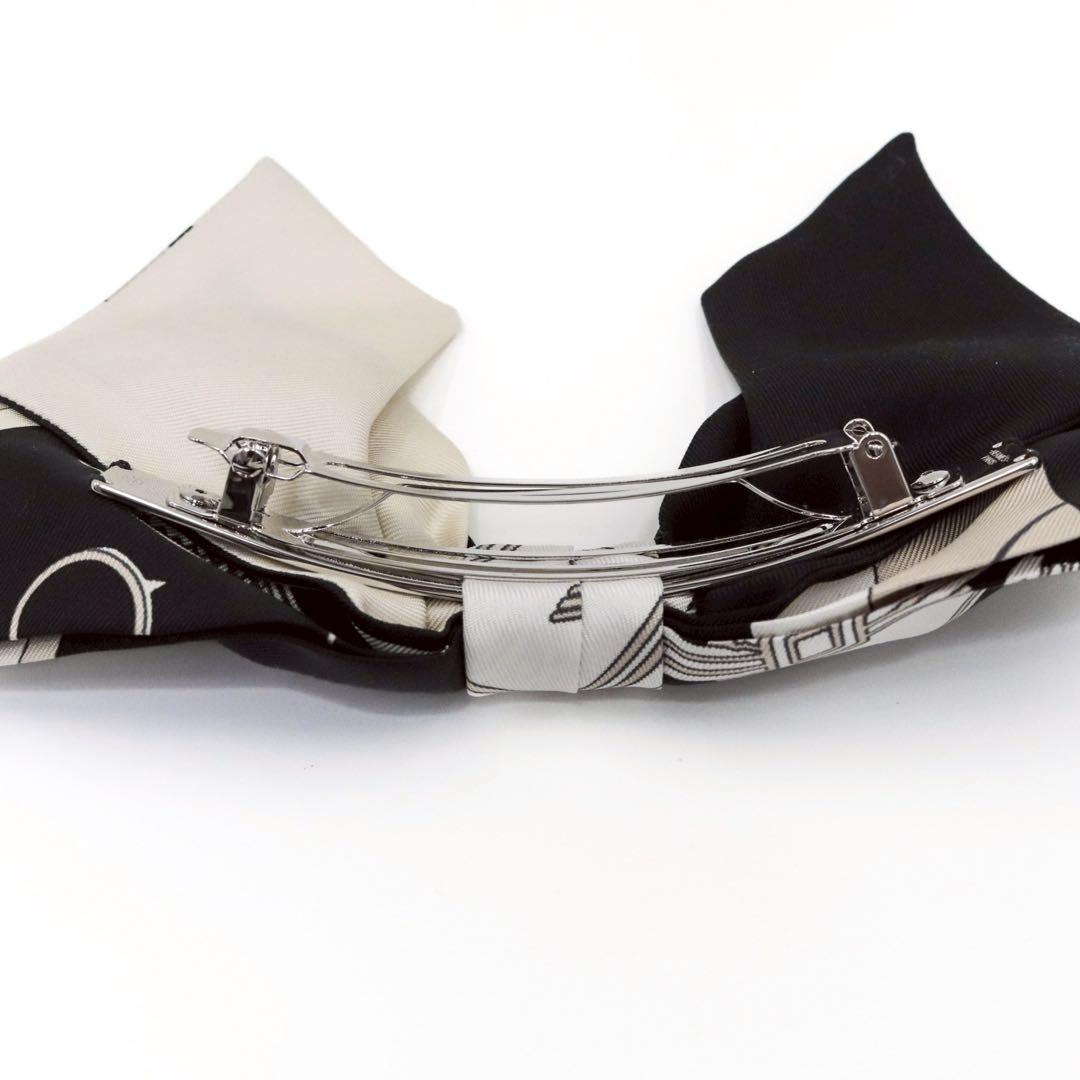 【極美品】エルメス グルネル エクスリブリス バレッタ ヘアアクセサリー シルク