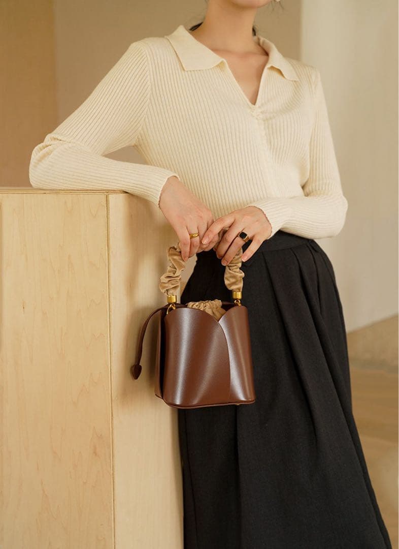 【ISOLE】LET IT GOペタル 牛革 持ち手付け替え可◎