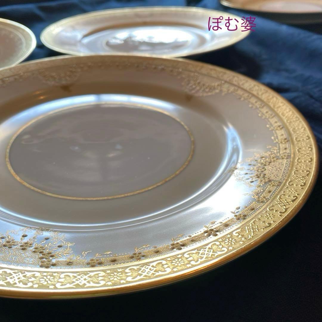 【ゲラン／リモージュ】22金彩 アシッドゴールド／皿 プレート ４枚セット