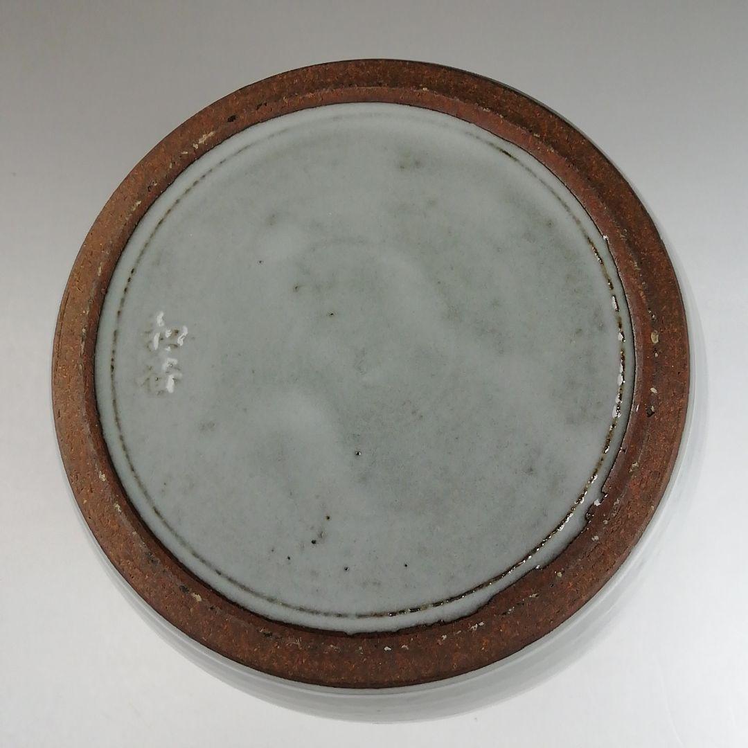 Ｗ１５２　水指　『赤絵　草花文』『文月和香 作』　共箱　茶道具