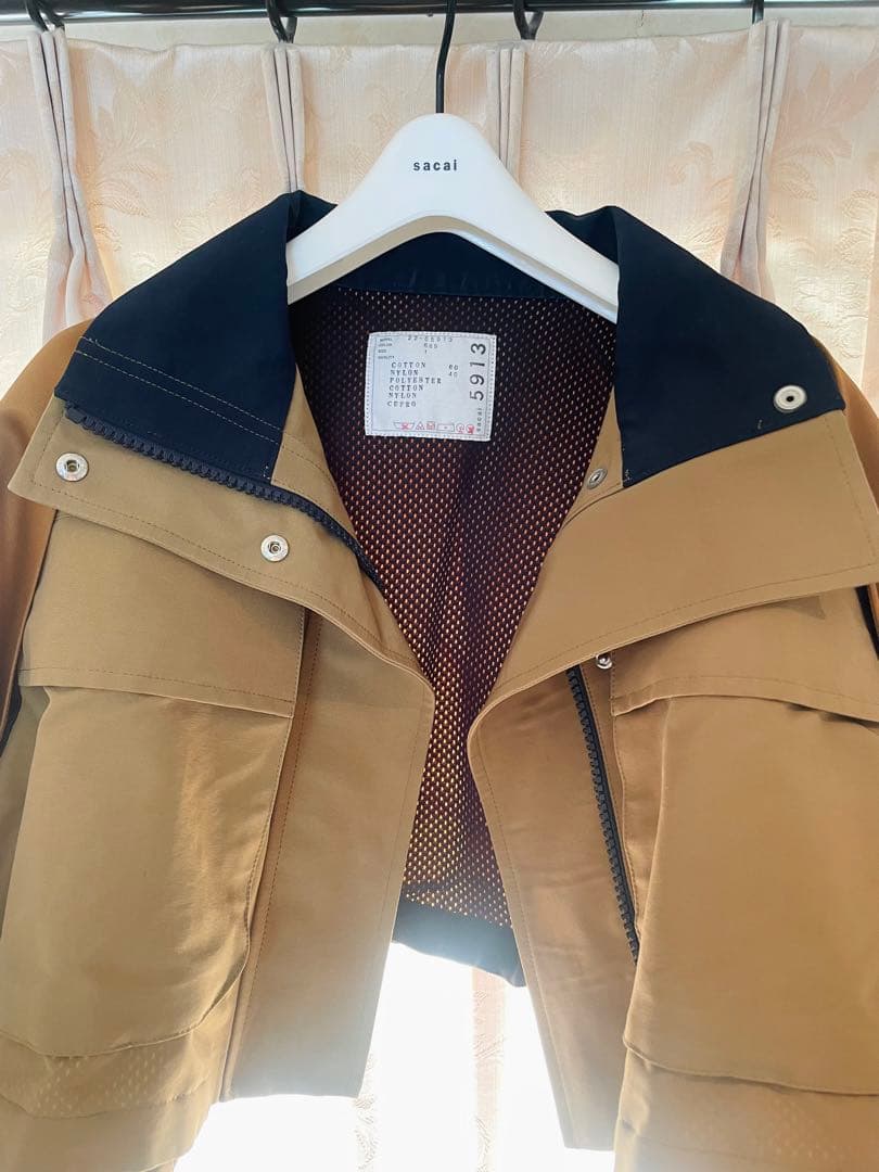 【ほぼ未使用】sacai クロップドジャケット ベージュ/ネイビー