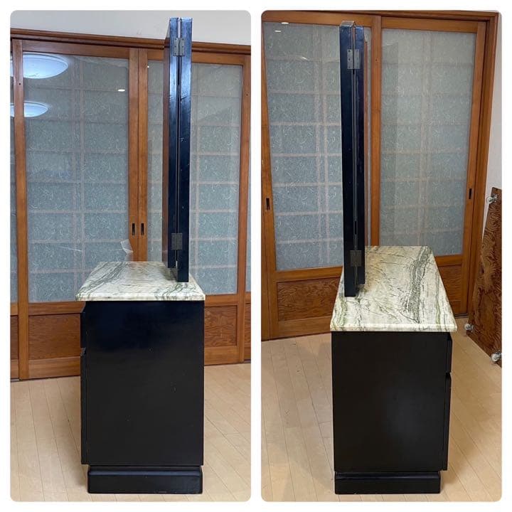 【お買い得‼️】高級♪ 螺鈿細工 三面鏡ドレッサー 鏡台 天板大理石 ブラック♪