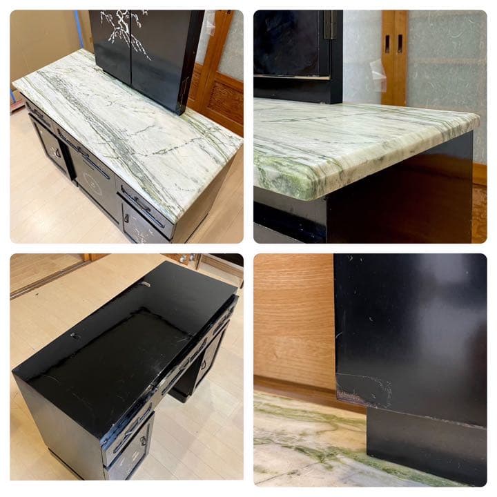 【お買い得‼️】高級♪ 螺鈿細工 三面鏡ドレッサー 鏡台 天板大理石 ブラック♪