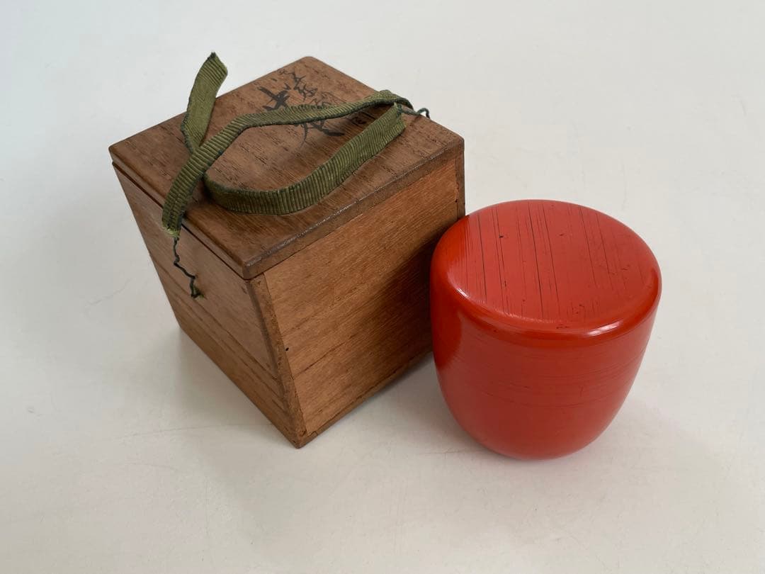 堅地塗師　宗達　漆　朱　刷毛目　棗　根来　共箱　茶道具