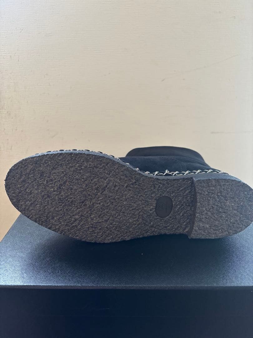 CHANEL シャネル ブーツ 40 ショート ムートン ブラック チェーン