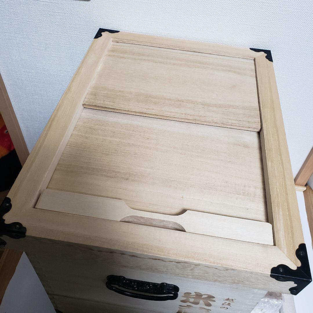 米びつ 桐 10kg 越後の米蔵 キャスターはスムーズ、マス付き　昭和レトロ