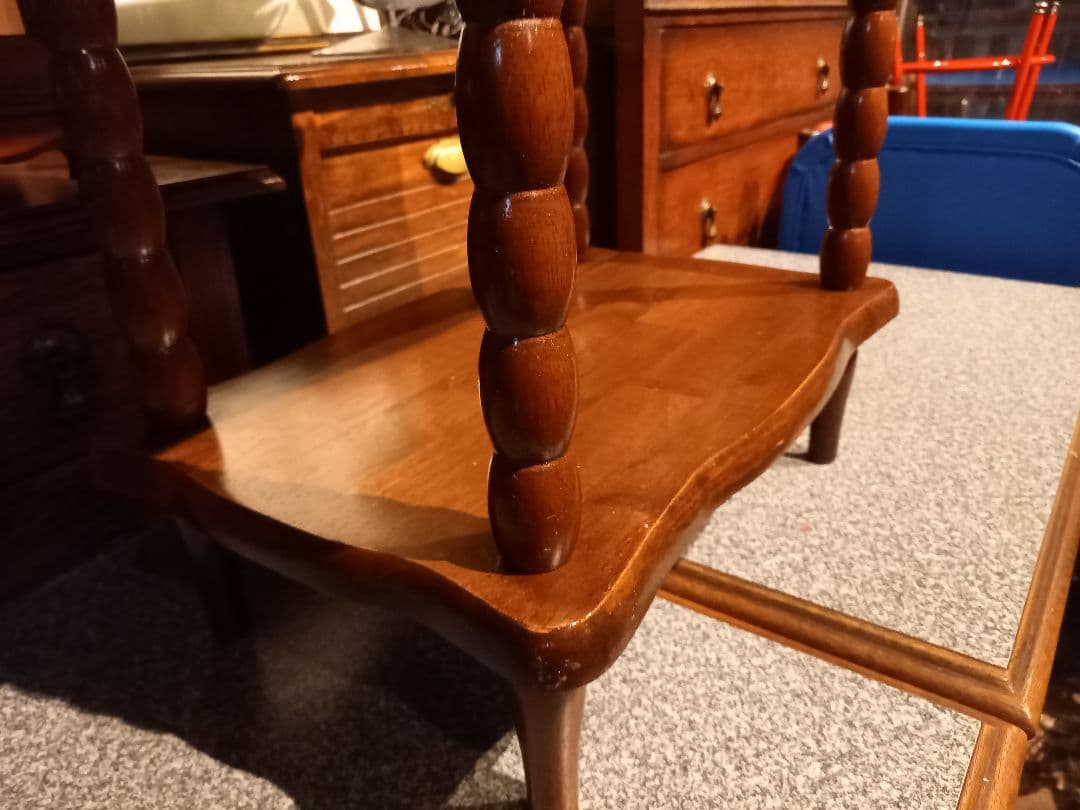 1970's　コロニアル　チーク　無垢材　ボビン　レッグス　３段　サイド　ラック