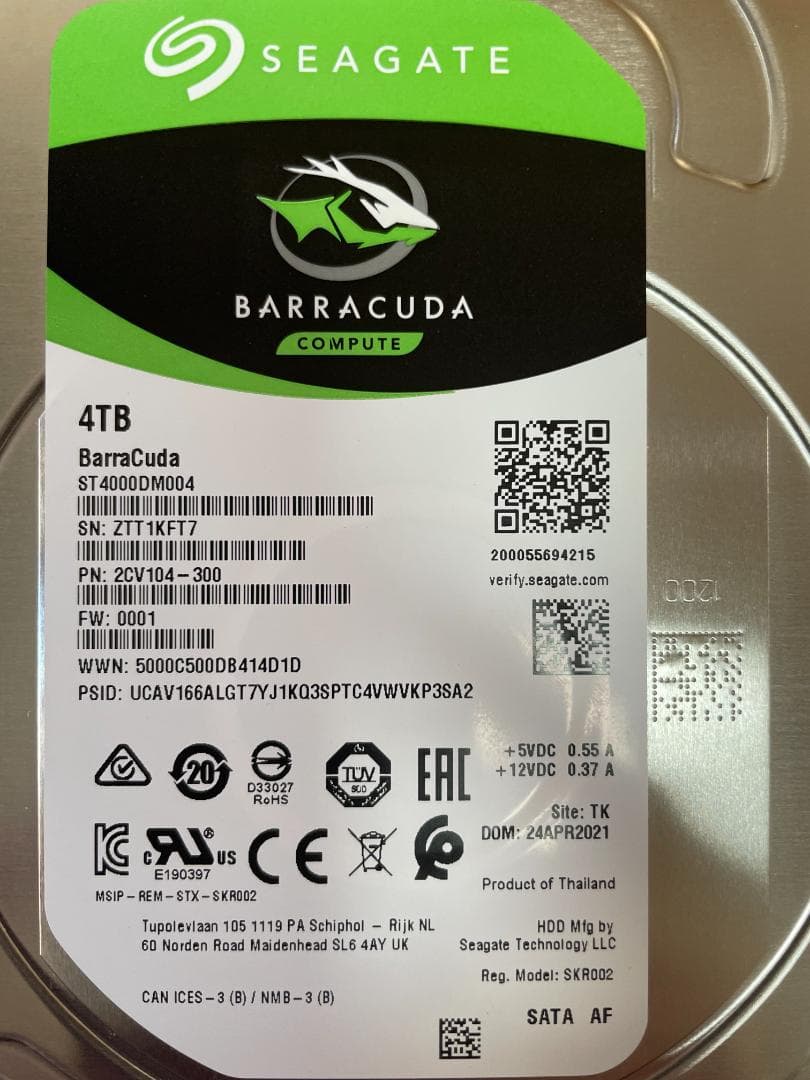 HDD 4TB ほぼ新品 3.5インチ 内蔵型 seagate製 動作保証