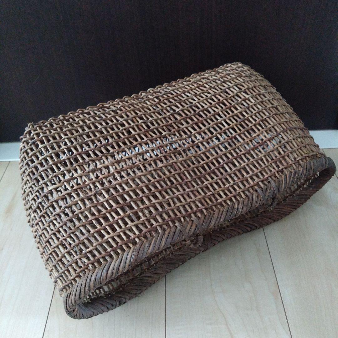 古民具 古道具 山のつる 手編み 飴色 あけびかご 籠