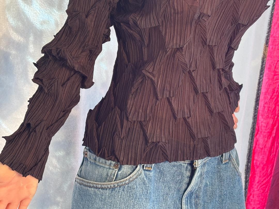 ISSEY MIYAKE 変形 立体プリーツ プリーツブラック M