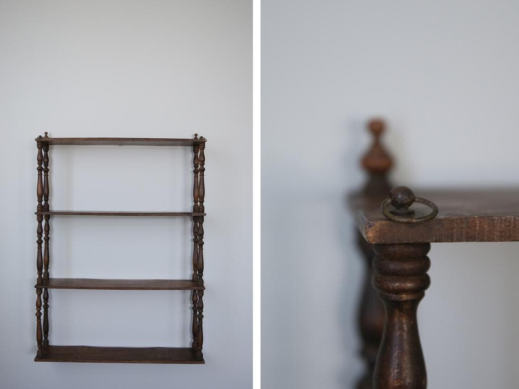 フランスアンティーク木製ウォールシェルフ/壁掛けラック/飾り棚(90-178)