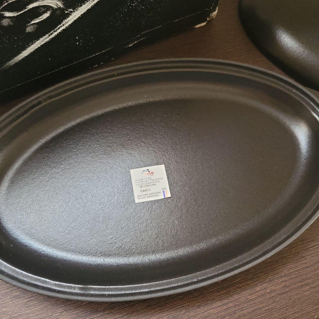 【美品】STAUB シャロー オーバル ホットプレート31cmブラック ストウブ