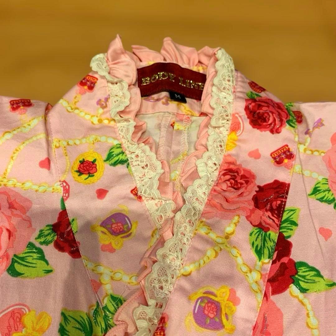 BODY LINE 浴衣ドレス セパレート 帯 巾着 セット 大人 バラ