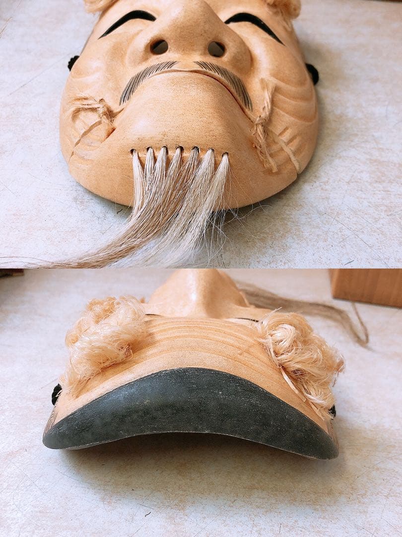 s*i様 雁次作 翁面 ★木彫 能楽 伝統工芸 神楽面 お面 漆芸 在銘 平成九