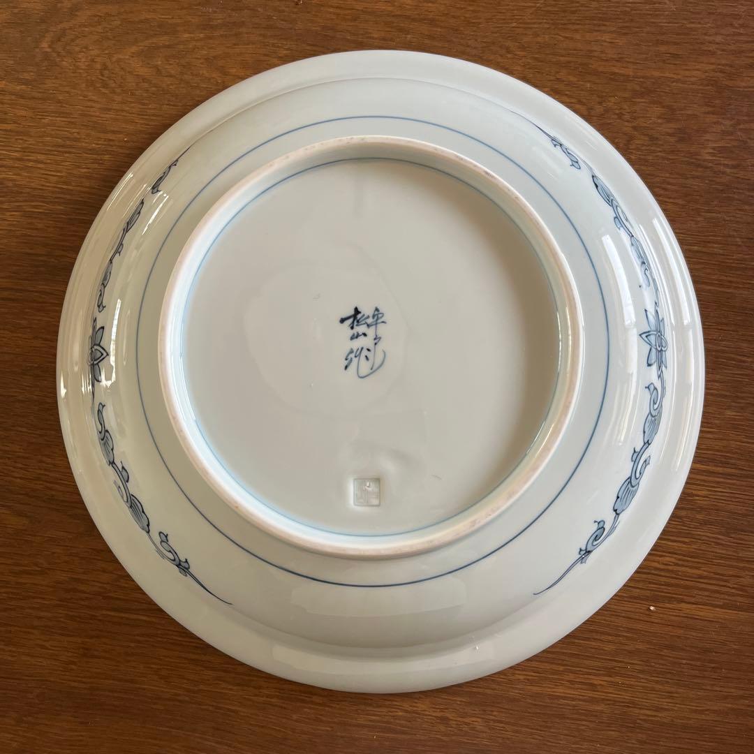 平戸松山窯　唐子絵大皿（桔梗縁）