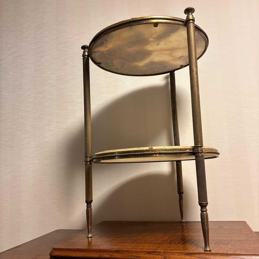 アンティーク家具 大理石 2段円形 サイドテーブル