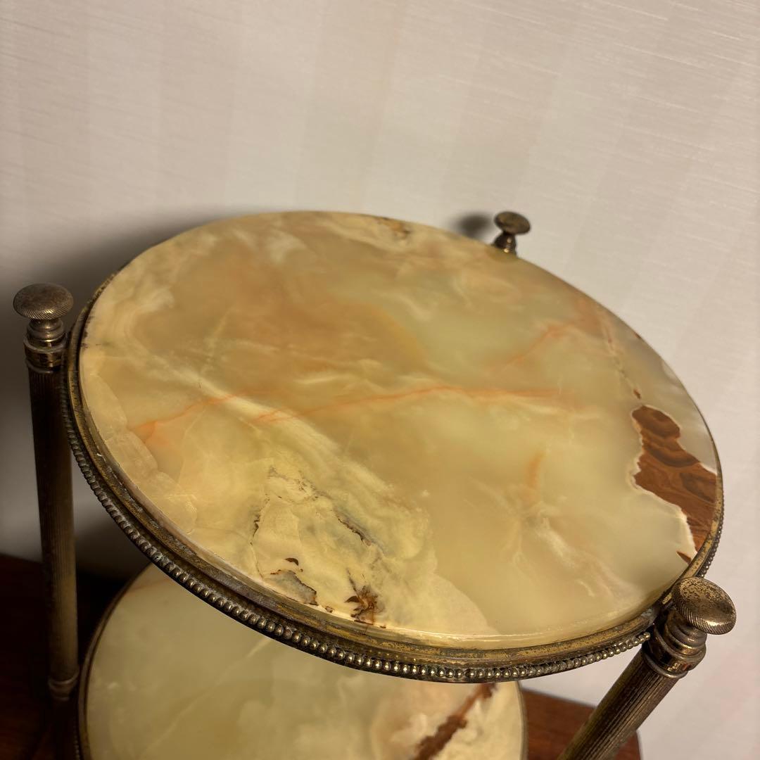 アンティーク家具 大理石 2段円形 サイドテーブル