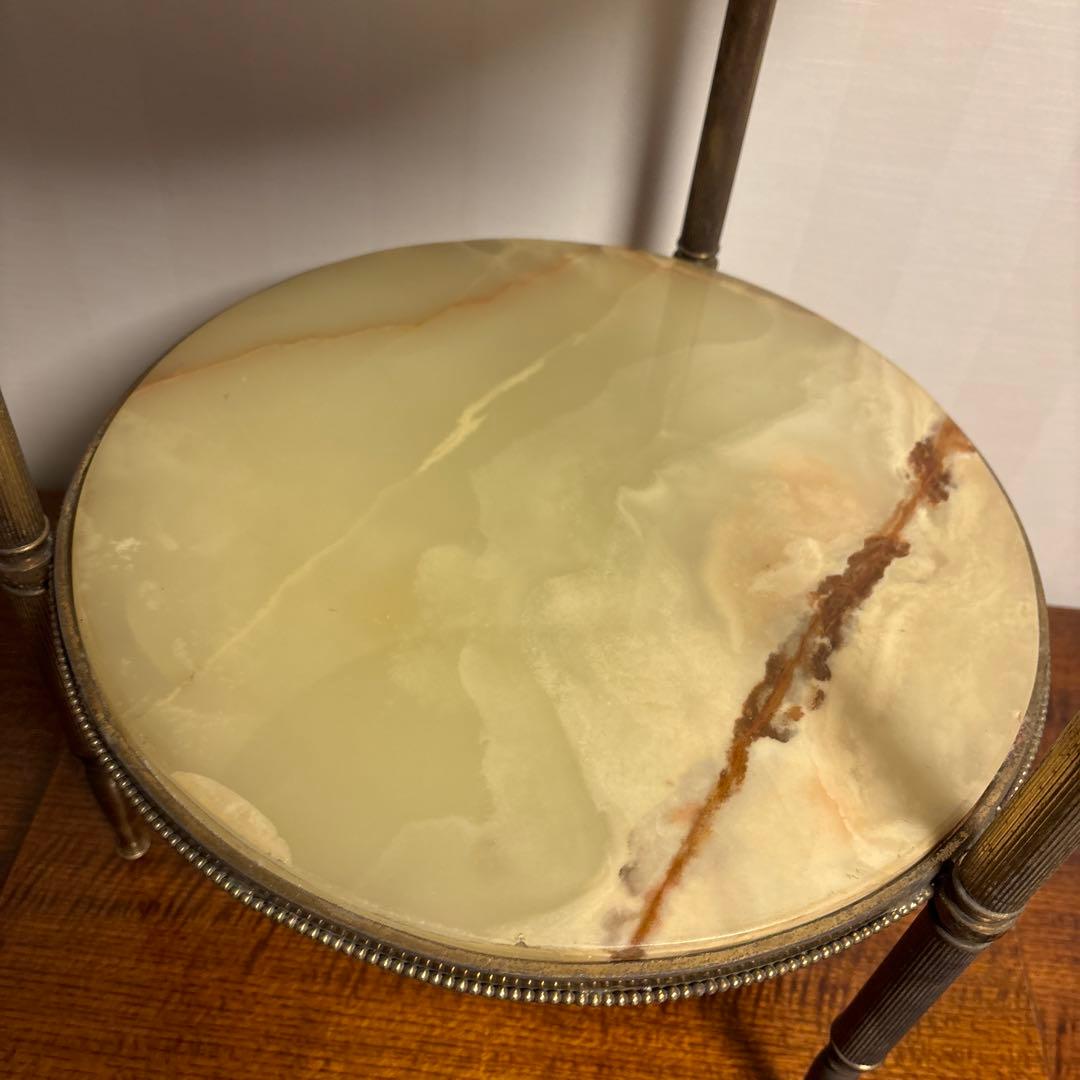 アンティーク家具 大理石 2段円形 サイドテーブル