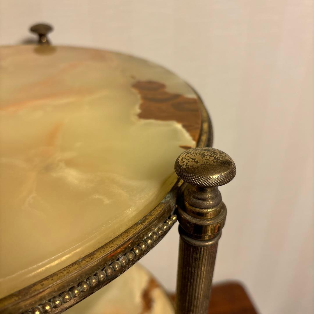 アンティーク家具 大理石 2段円形 サイドテーブル