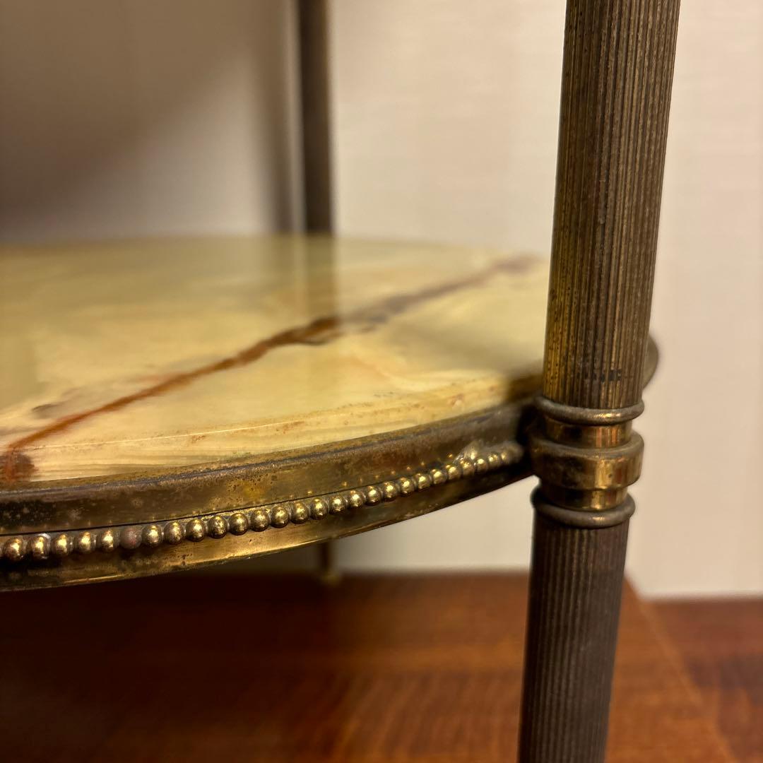 アンティーク家具 大理石 2段円形 サイドテーブル