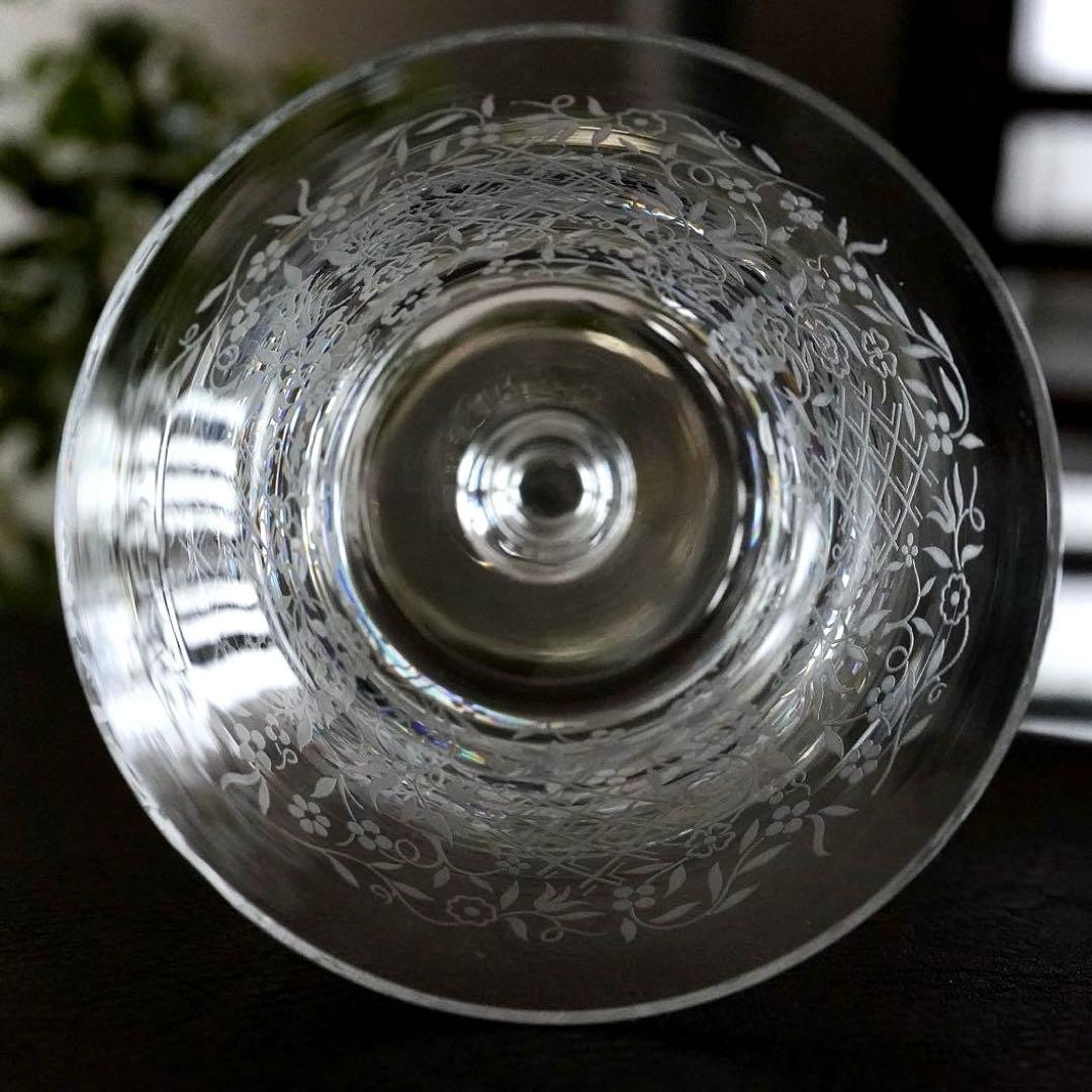極美品★オールドバカラ★エッチング★フラワー★ワイングラス★1脚 A★レア極希少