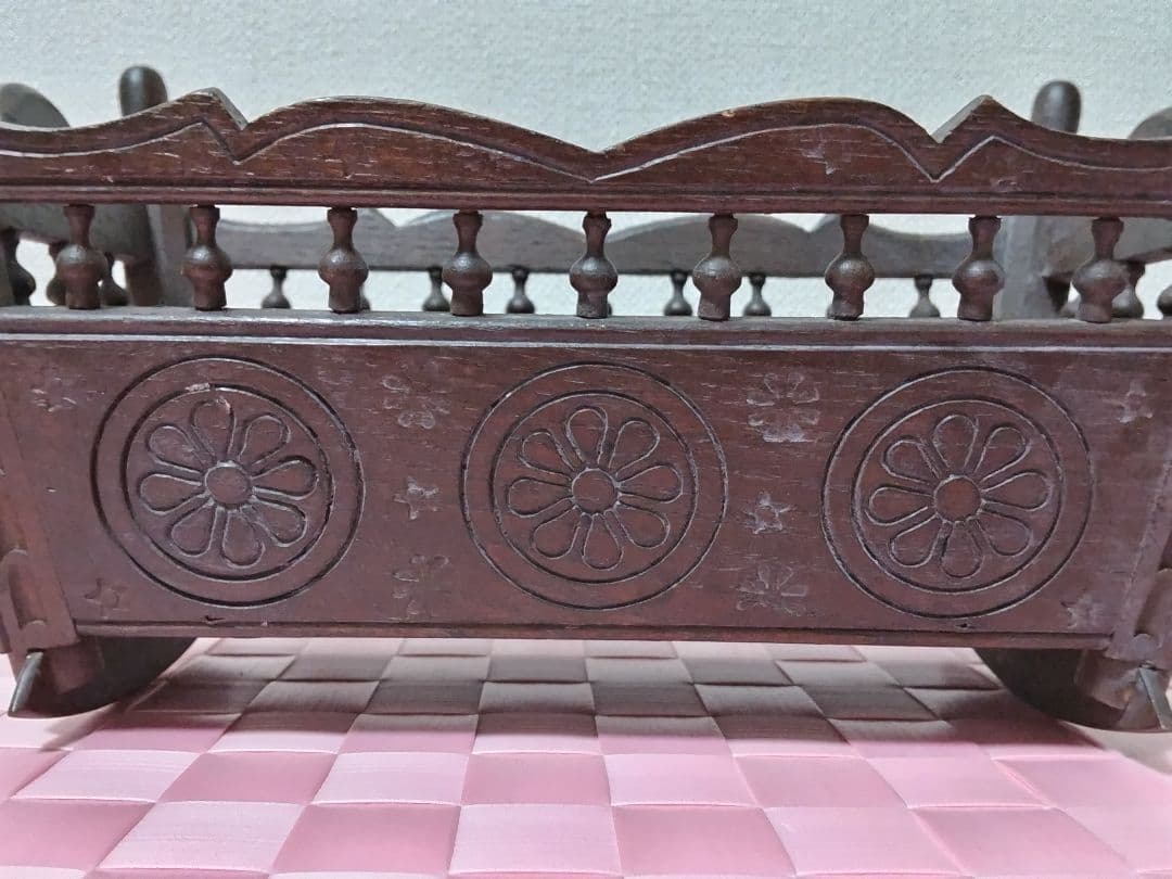 フランス アンティーク ブルターニュ 木製 ドールベッド