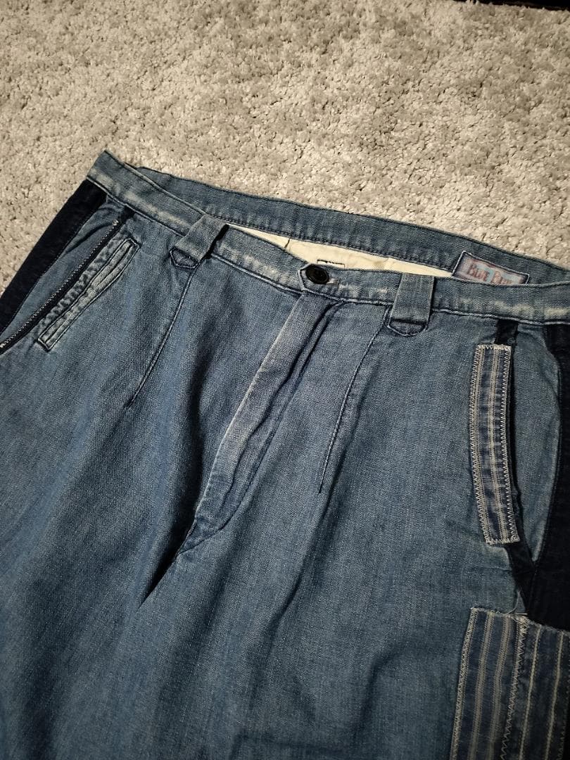 ブルーブルー/再構築ワイドテーパードデニムパンツ/インディゴ染め/SIZE 3