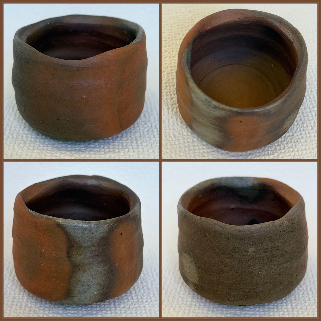 中村六郎作　備前酒呑　共箱付　備前焼　ぐい呑み　工芸品　骨董品