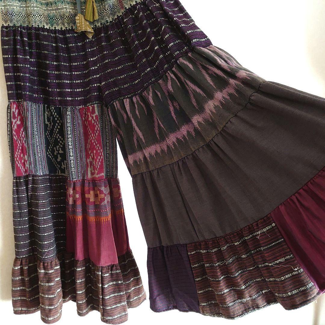 一点もの。古布 エスニック フレアパンツ パッチワーク