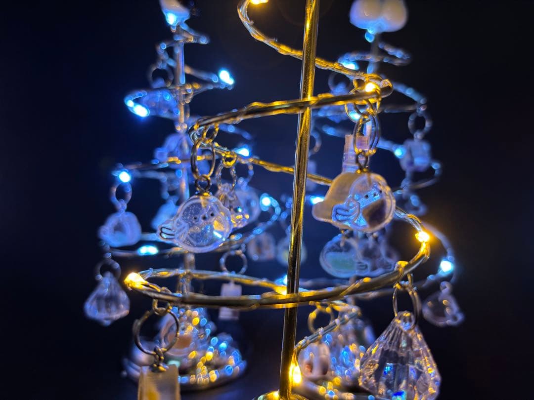 天然石　シマエナガクリスマスツリー　常夜灯