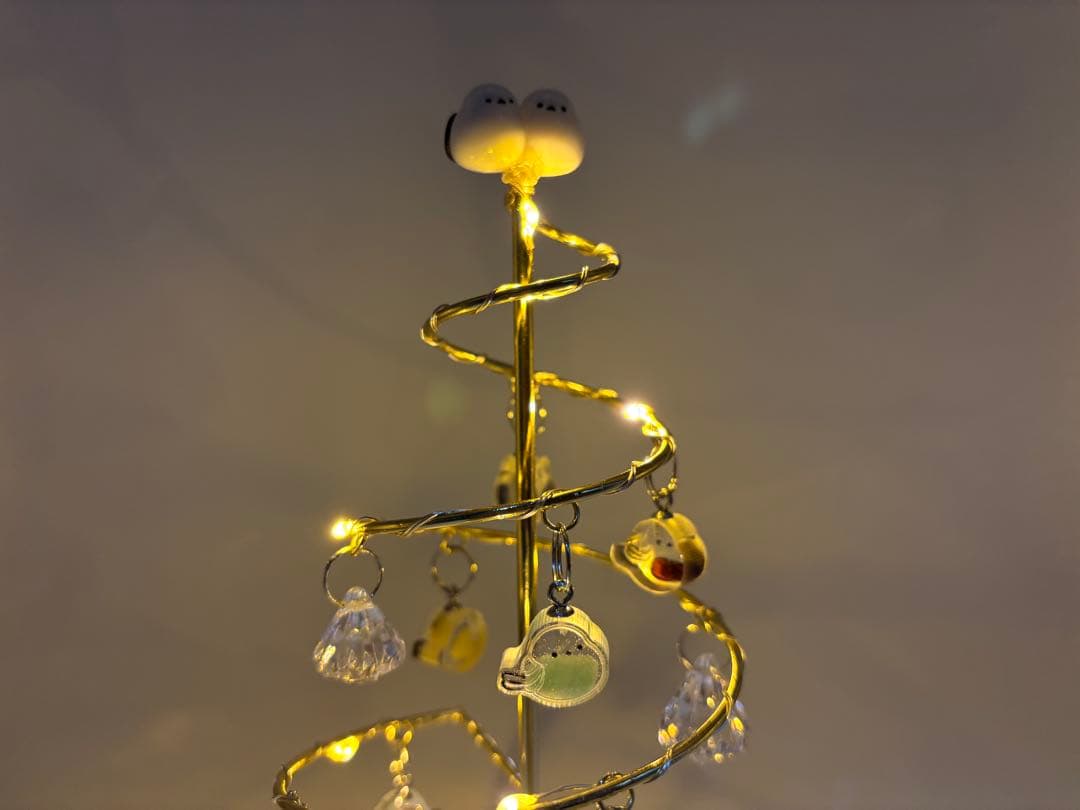 天然石　シマエナガクリスマスツリー　常夜灯