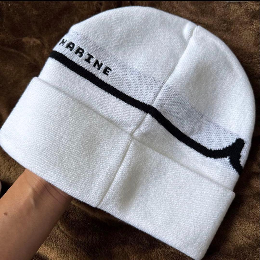 MUTA ホワイトニット帽 MUTA ホワイトキャップ 波模様