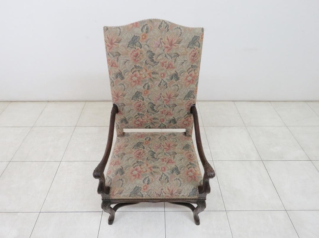 フランスアンティーク アームチェア ウォルナット ゴブラン織り バロック様式 ②