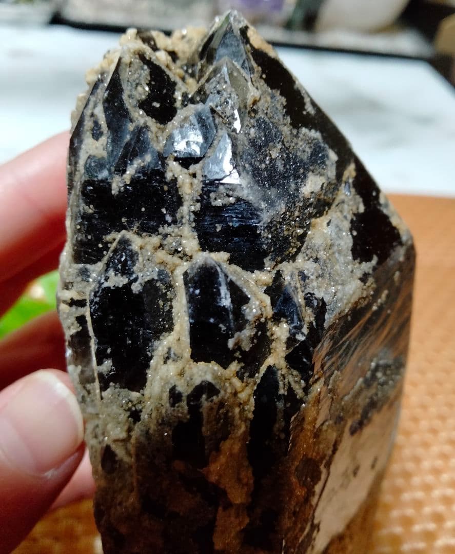 【純天然】★バーコード★★魔除け・厄除け★ 521ｇモリオン 黒水晶 原石