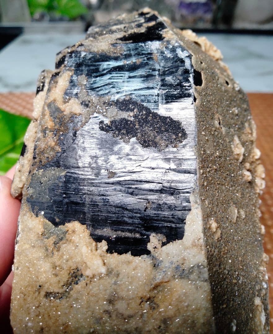 【純天然】★バーコード★★魔除け・厄除け★ 521ｇモリオン 黒水晶 原石