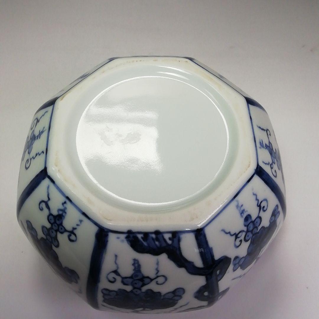 Ｓ４０３　皆具　『ぶどう棚　染付　皆具』『鈴木康月造』　共箱　茶道具