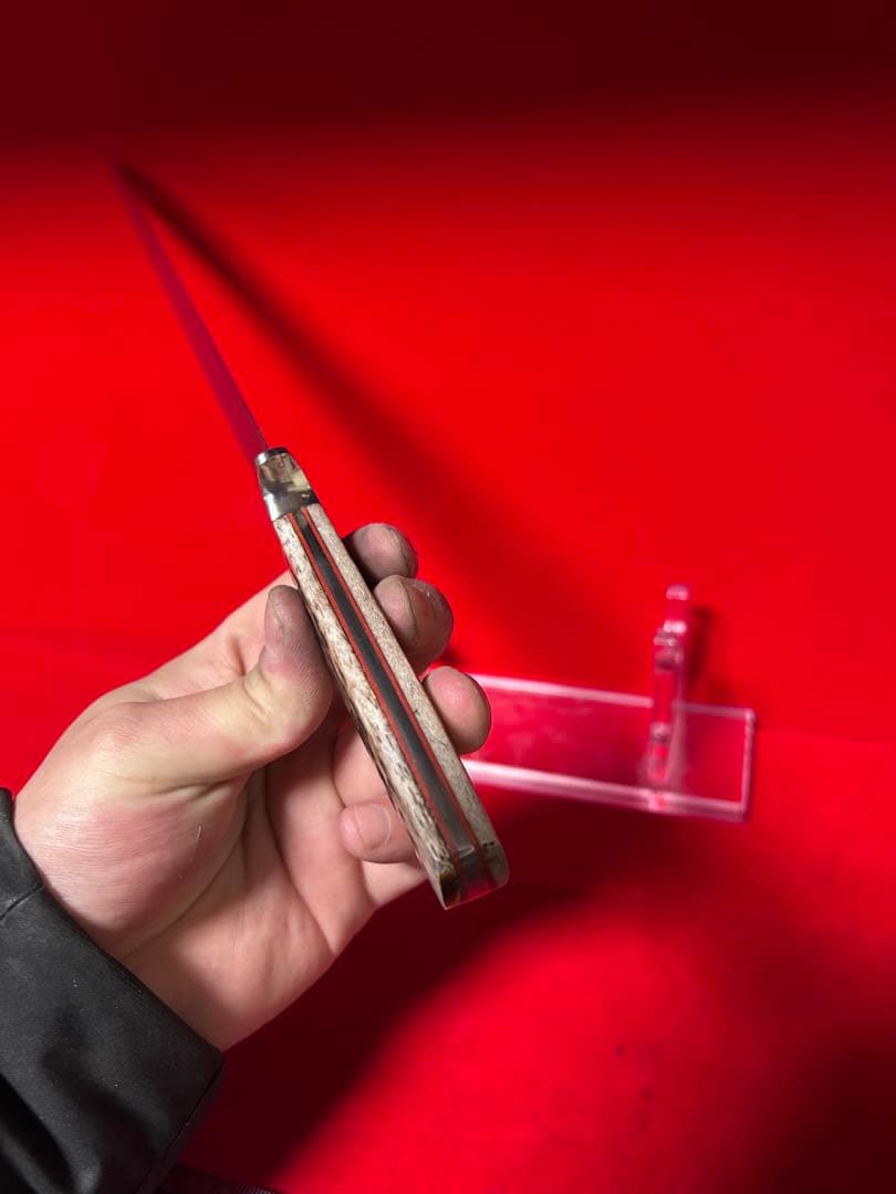 01580 鉈　剣鉈　先丸型　片刃　刃文綺麗　切味抜群　玉鋼　甲伏鍛　未使用品