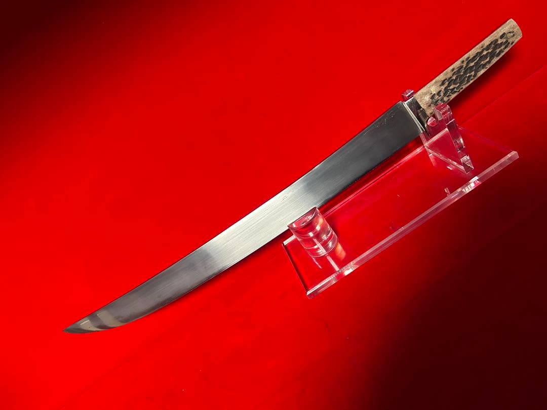 01580 鉈　剣鉈　先丸型　片刃　刃文綺麗　切味抜群　玉鋼　甲伏鍛　未使用品