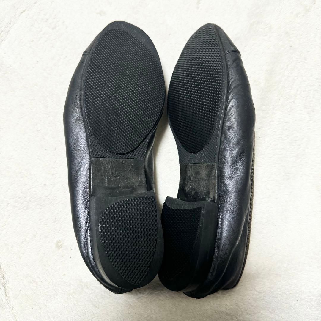 CHANEL シャネル　ブラックバレエシューズ　22cm ブラック　レザー　黒