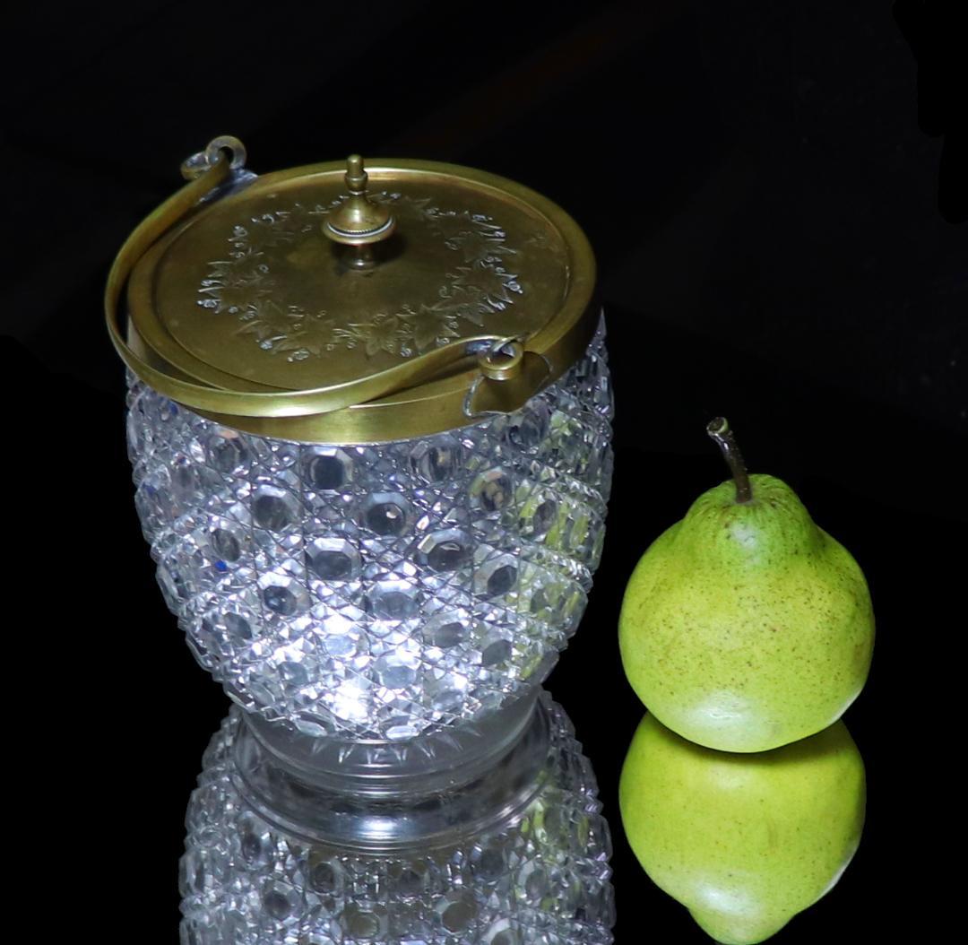 オールド・バカラ 1890年頃 ブロンズ装飾 切子 蓋付クリスタル器 ディアマン