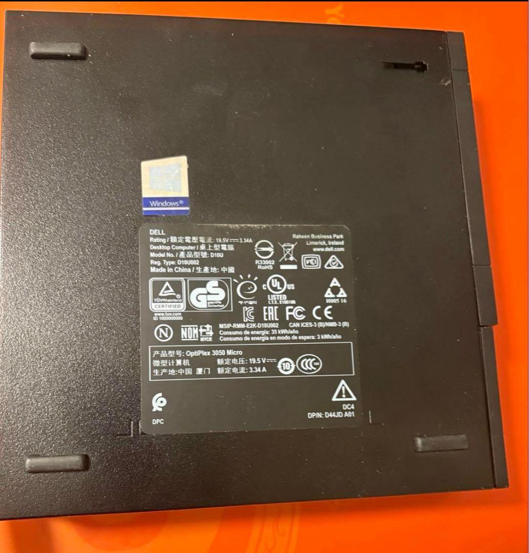 ミニPC Dell 3050 Micro(CASIO WG1)Cel G3900T 8GB