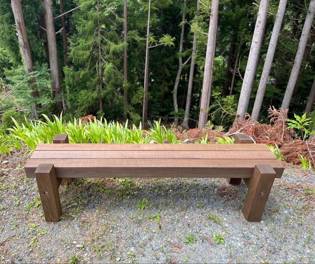 どっしり無垢の140cmフラワーガーデンベンチ 庭 木製