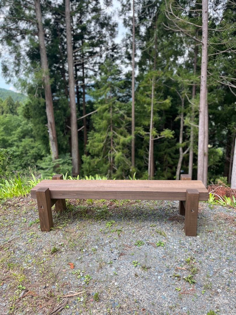 どっしり無垢の140cmフラワーガーデンベンチ 庭 木製