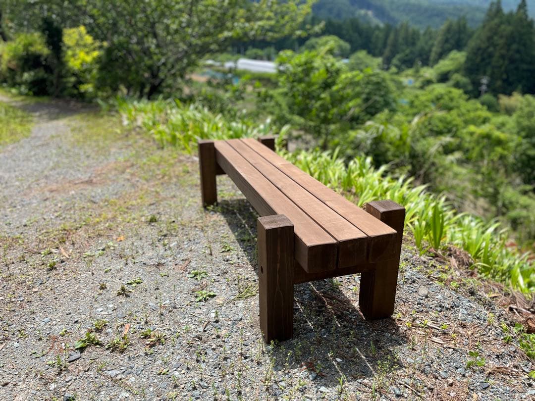 どっしり無垢の140cmフラワーガーデンベンチ 庭 木製