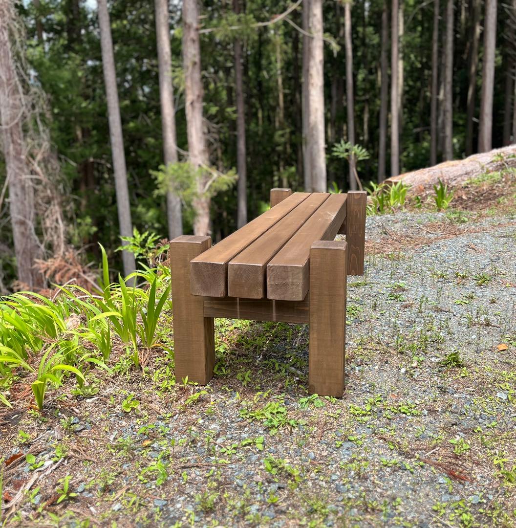 どっしり無垢の140cmフラワーガーデンベンチ 庭 木製