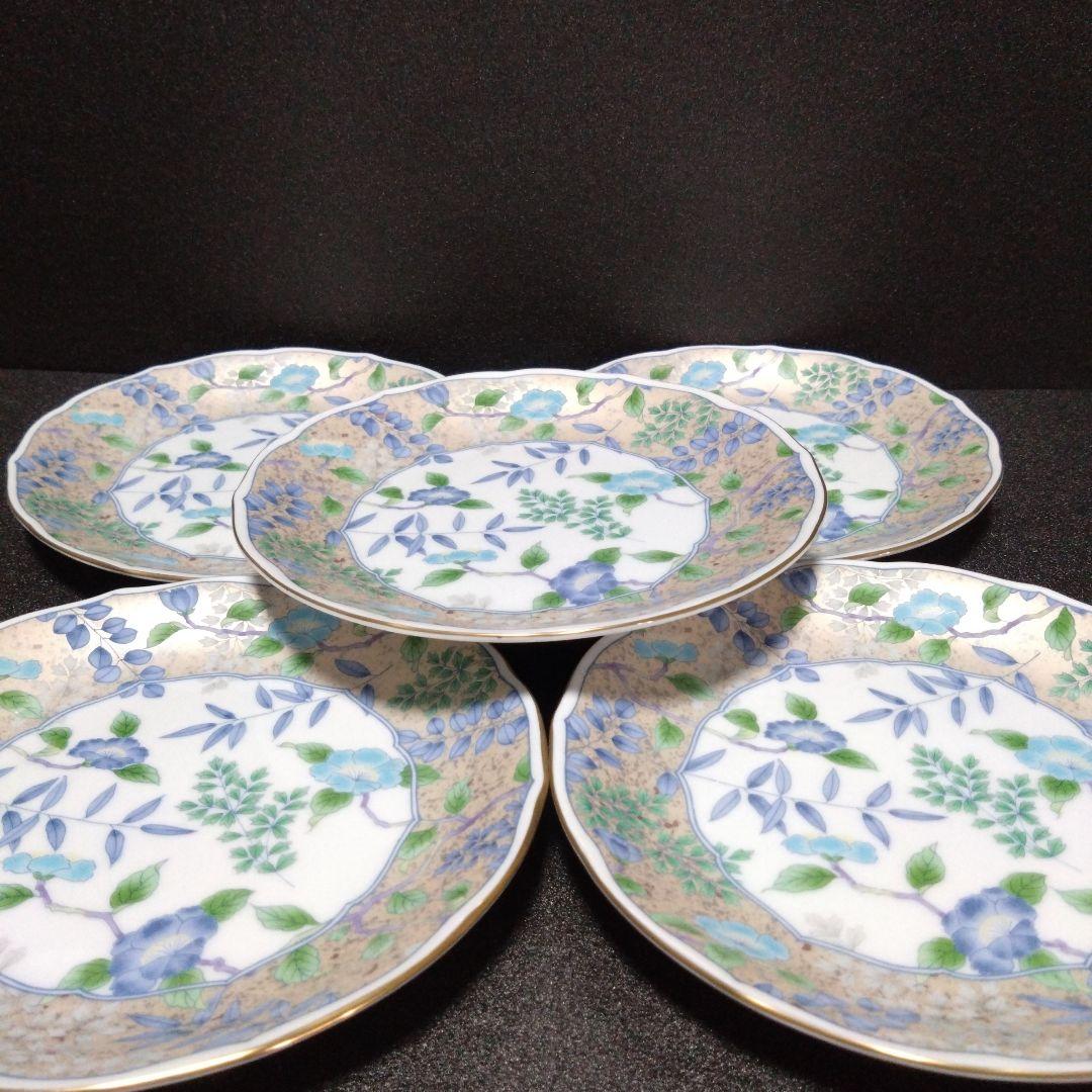 未使用 美濃焼 庫山窯 銘々皿5枚中皿　お祝い