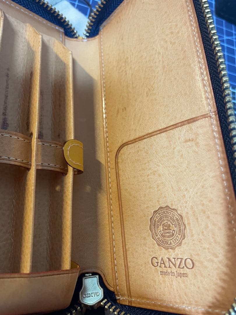 GANZO シンブライドル ジッパーペンケース 3本挿し ネイビー