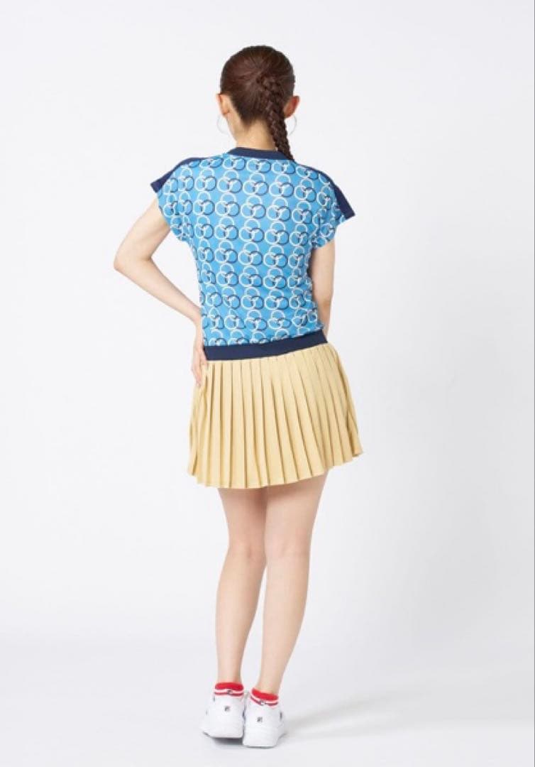 No.577 FILA リング&ベージュプリーツの最強ワンピ★ダークBLUE★