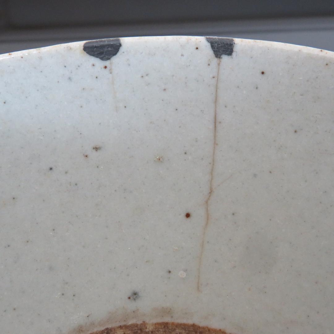 中鉢 花文様 色絵付け ニュウ 窯傷 丼 直し 中国骨董 椀